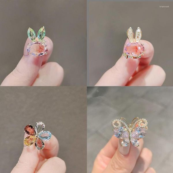 Broschen Koreanische Kristallblume Für Frauen Kinder Bunte Glänzende Tier Abzeichen Pin Mode Strass Corsage Zubehör