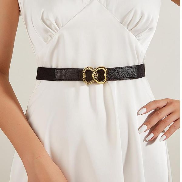 Cintos Elasticidade Pu Mulheres Cintura Decorativa Fivela De Ouro Cinturão Acessórios Para Senhoras Em Vestido Roupas Grace Casual