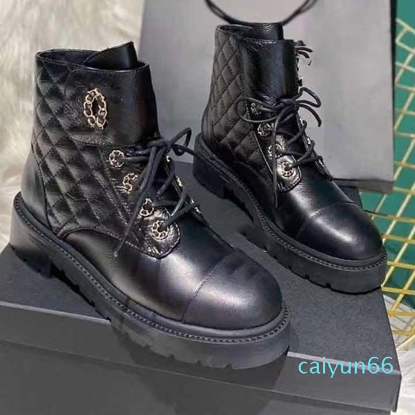 Botas femininas marca de couro genuíno outono e inverno martin boot plataforma sapatos de salto plano