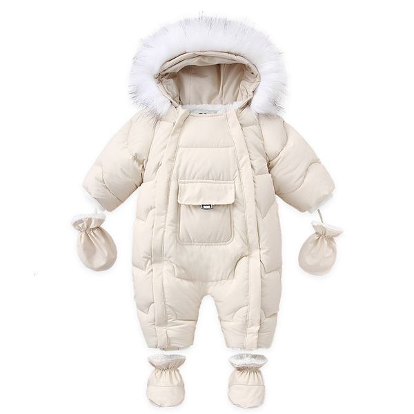 Strampler AYNIGIELL Winter geborener Verdickungsoverall Eingebauter Daunenspielanzug aus Wolle mit Kapuze für Babys Jungen und Mädchen Warme, schneesichere Overalls 230925