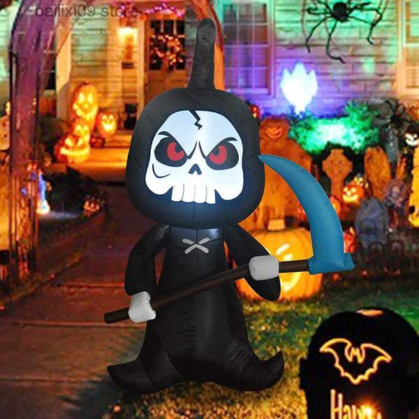 Decoração de festa 6 pés de altura Halloween inflável brinquedos ao ar livre Grim Reaper Blow Up Yard Decoração Liberação com luzes LED embutidas para férias T230926