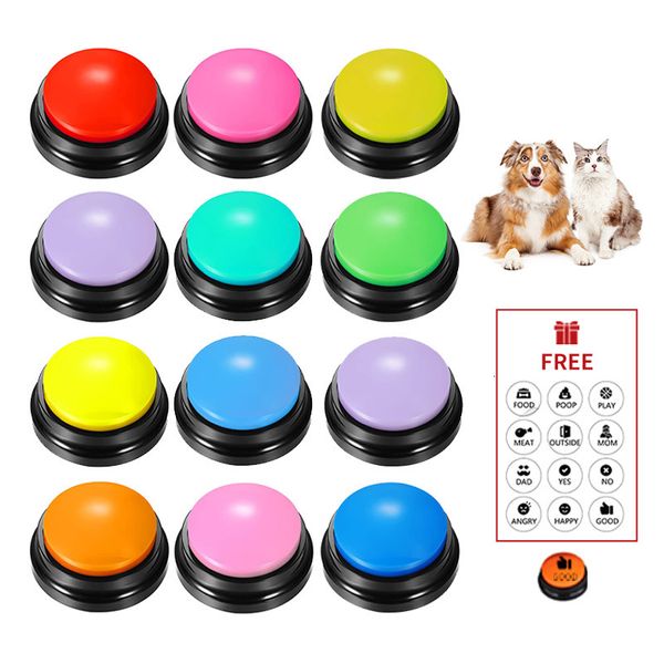 Brinquedos para cães mastiga botão de gravação de voz botões para animais de estimação para treinamento de comunicação buzzer gravável falando brinquedo de inteligência 230925