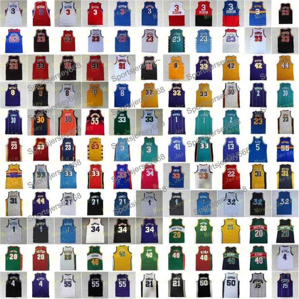 Vintage 15 Vince Allen Carter Iverson Jersey Basketbol Ray Siyah Mamba Steve Hakeem Nash Oluwon Forslar Charles Kevin Barkley Grant