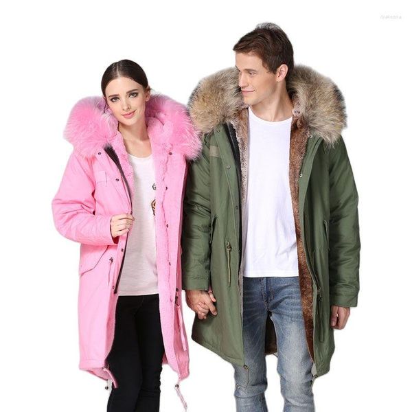 Pelliccia da donna Rosa/Verde militare Abiti lunghi Moda Abbigliamento invernale Mr Parka in cotone ecologico per la signora