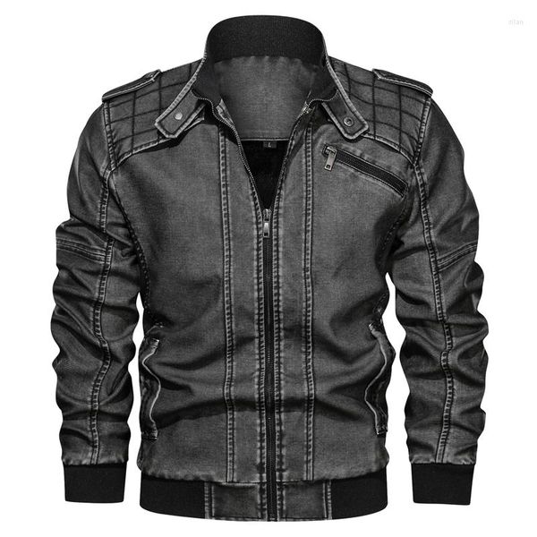 Herren Pelz Jaqueta Motoqueiro Lederjacken Winter Fleece Casual Motorradjacke Biker Mäntel Europäische Windjacke