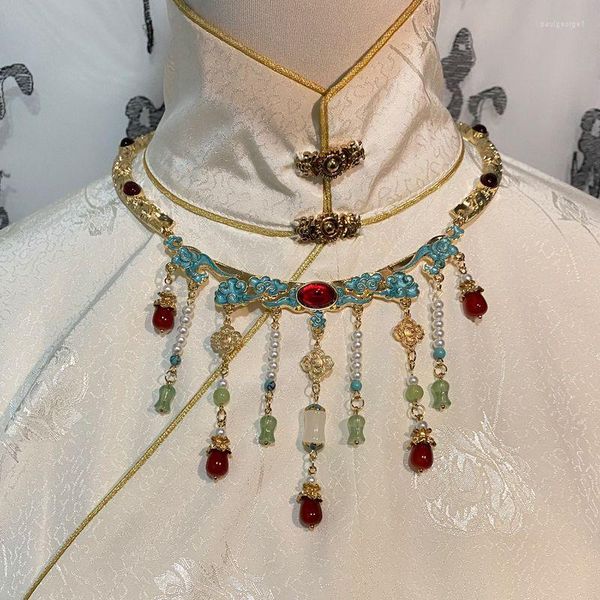 Cadenas Original Gema Estilo antiguo Collar Hanfu Accesorios Ropa Rich Ming Collar Hada