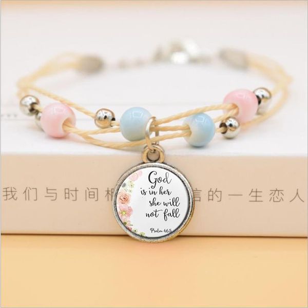 Give Thanter With A Grateful Heart Of Bible Vers Faith Quote Armband Christlicher Glasschmuck Blume Frauen Armreif12812