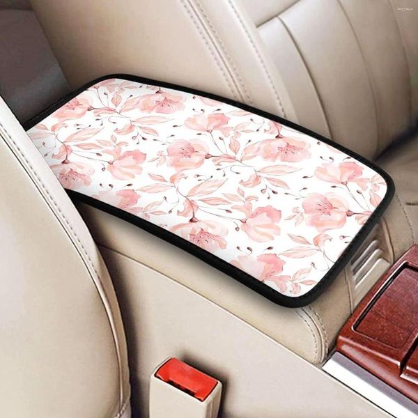 Acessórios interiores aneyhoz flor console central do carro capa rosa à prova dwaterproof água braço assento caixa protetor para a maioria dos veículos suv caminhão