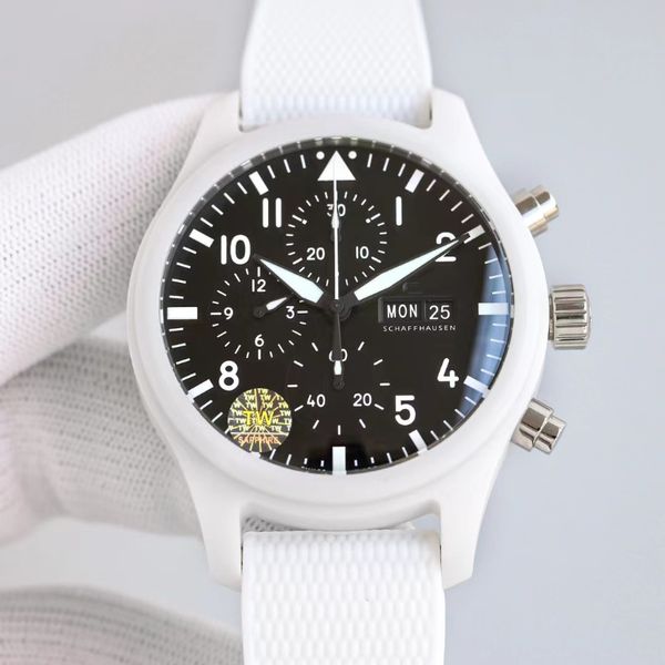 Outros relógios Cerâmica Piloto Mens Casual Sport Chronograph Watch Grande Tamanho Premium AR Antifingerprint Tratamento Fosco Matte Dial Double Divide Sapphire Frosted