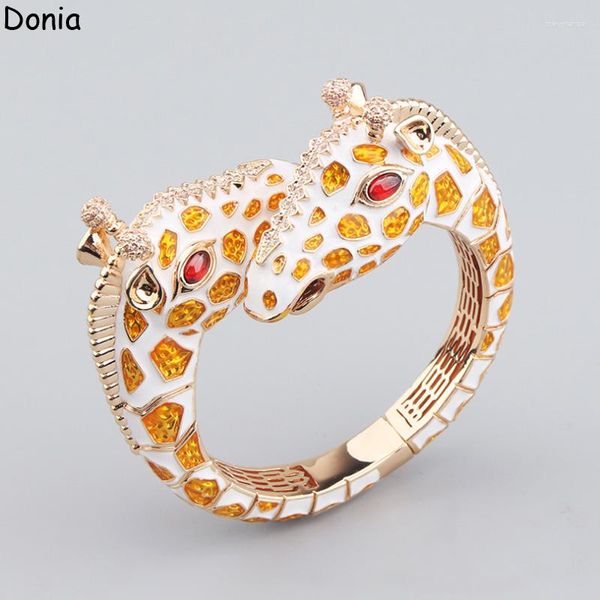 Браслет Donia Jewelry Европейская и американская мода Жираф Титановая сталь Микро-набор Роскошный браслет с цирконом в виде животных