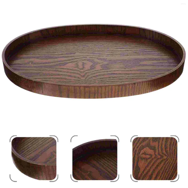 Set di stoviglie Piatto piano ovale in legno massello Piatto da portata per dessert Vassoio decorativo Tavola di legno per frutta Tavolo da tavolo