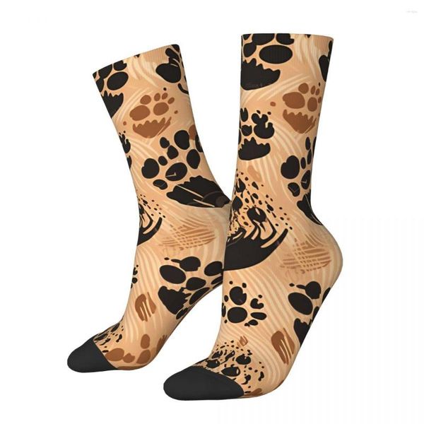 Meias masculinas estampas design patas de animais unissex inverno ciclismo estilo de rua feliz meia louca