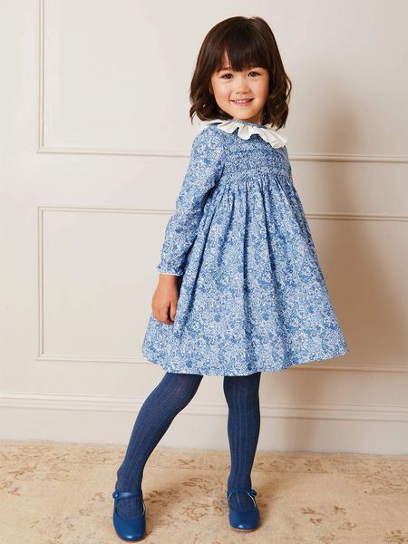 Abiti da ragazza 2023 Clibeso Neonate Abito floreale Autunno Bambini Vintage Smocked Cotone Bambini Boutique Smocking Abiti Abiti infantili 230925