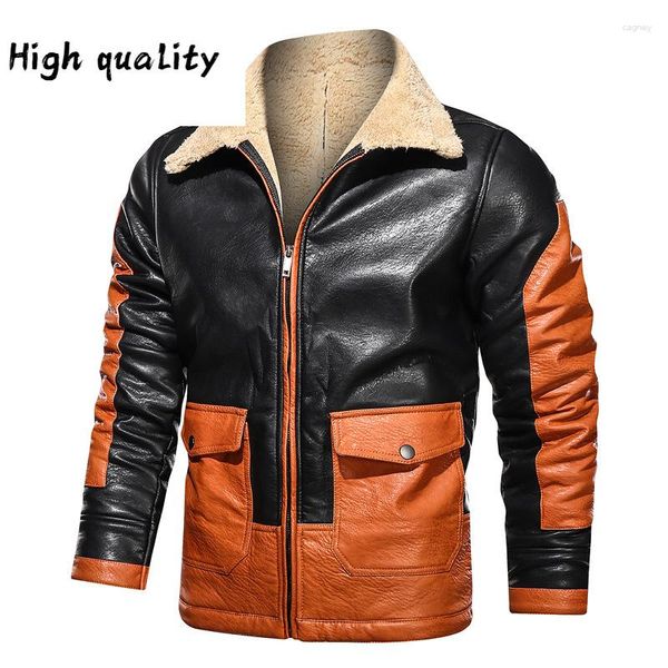 Herren Fur Yards European Speed Sell Pass Winter Lose Mann Lederjacke Revers Samt Tasche Mehr Mantel