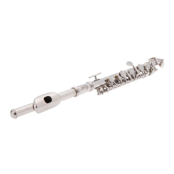 Flauta de meio tamanho com chave C banhada em prata e tubo de latão com caixa acolchoada