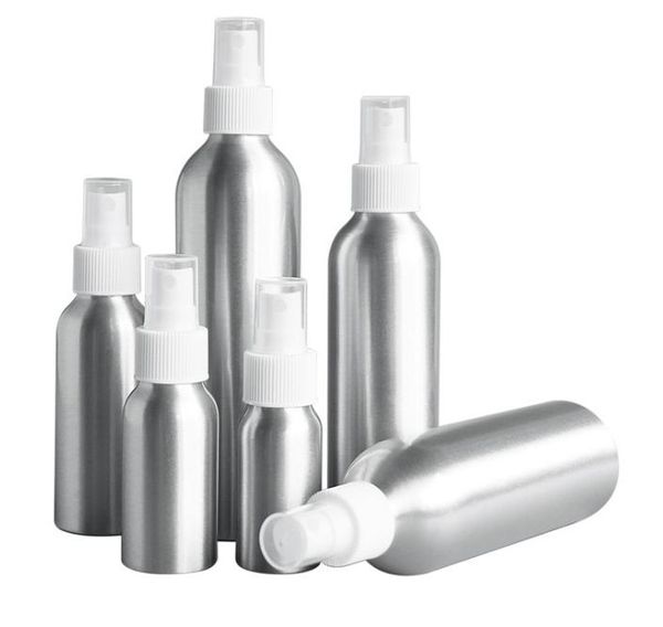 Bottiglia atomizzatore spray in alluminio Bottiglie vuote in metallo Pompa a nebulizzazione fine Atomizzatore Contenitore cosmetico 30ML 50ML 100ML 150 ML 250ML 500ML ZZ