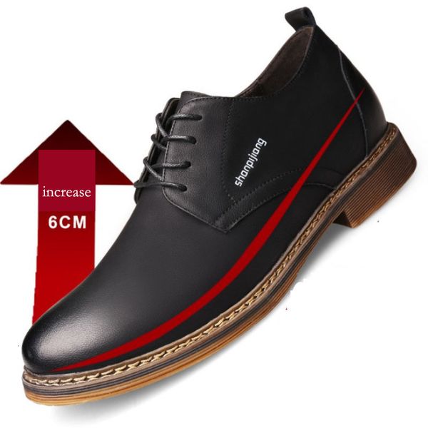 Elbise ayakkabıları 6 cm adam asansör deri sıradan ayakkabılar gizli topuk erkek asansör ekleri yükseklik artan erkekler brogue loafers 230925