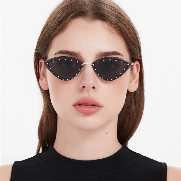 Elmas Çoğaltılmaz Güneş Gözlüğü Kadın Metal Çerçeve Kedi Göz Güneş Gözlüğü Kadınlar Vintage Gözlükler Kadın Marka Gözlük UV400