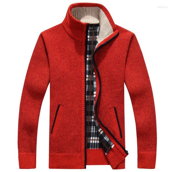 Lã masculina outono inverno camisola casaco de pele do falso jaquetas homens zíper de malha grossa quente casual malhas cardigan