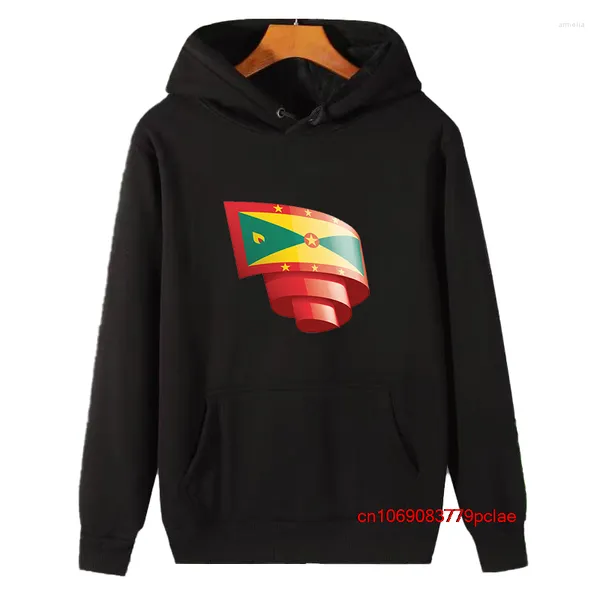 Herren Hoodies Curled Grenada Flag Grenadiers Day Graphic Cotton Thick Sweater Hoodie Sweatshirts für alle Altersgruppen Fleece Sportswear