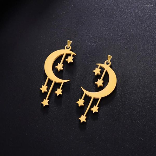 Collane con ciondolo EUEAVAN 5 pezzi Crescent Moon Stars Acciaio inossidabile per orecchini Collana Donna Creazione di gioielli Forniture Ciondoli sfusi fai da te