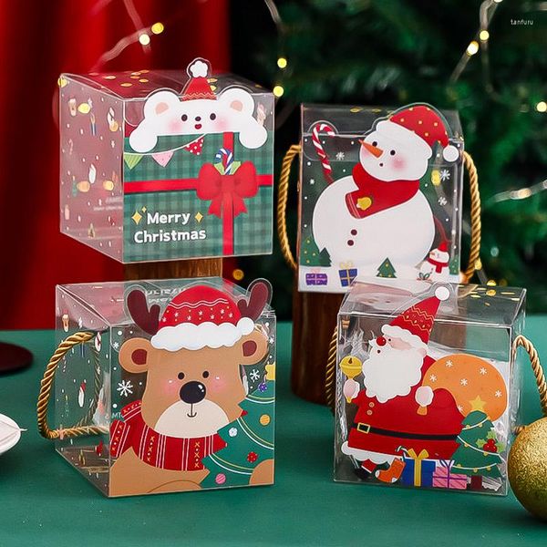 Weihnachtsdekorationen, transparent, tragbar, Geschenkbox, Schneemann, Weihnachtsmann, Elch, Kinder, Süßigkeitenverpackung, Navidad, Weihnachtsfeier, Dekoration, Zubehör