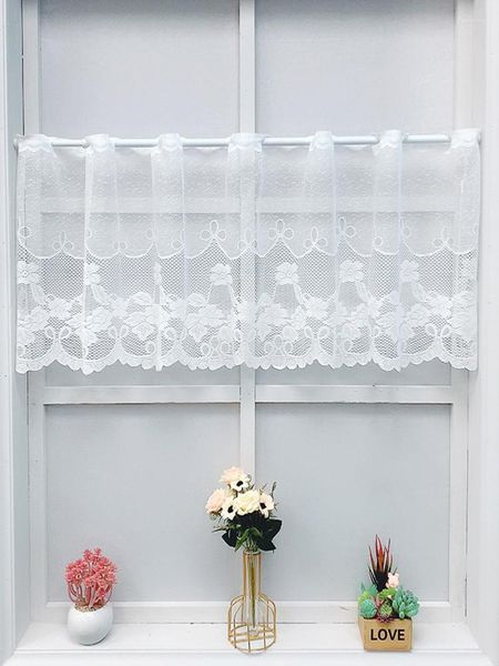 Vorhang Weiße Spitze Blume Kaffee Fenster Tüll Schwan Vorhänge Für Wohnzimmer Küche Behandlungen Voile Festival Home Decor