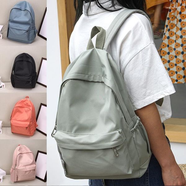 School Bags Casual Large-capacity Shoulder Bag Ins Wind Fashion Girls Korean Solid Color Simple College Students Schoolbag Travel Backpacks