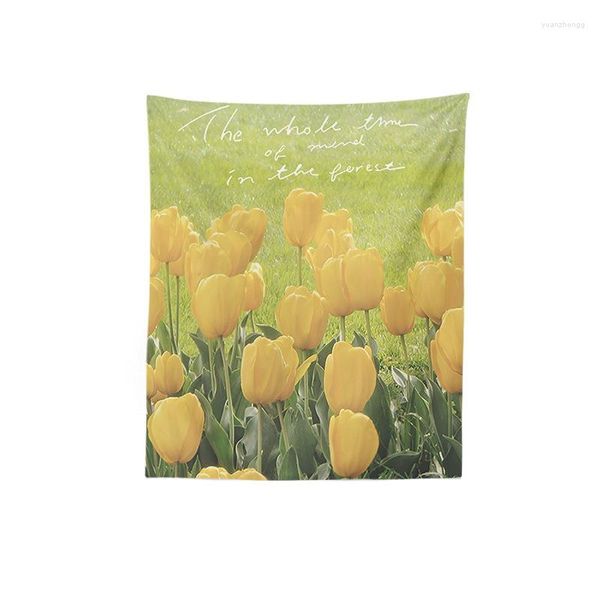 Wandteppiche Ins Kleine Tapisserie Tulpen Hängen Tuch Floral Nacht Wand Schlafzimmer Hintergrund Zimmer Dekor PO Requisiten