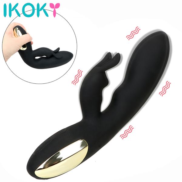 Vibratoren IKOKY Rabbit Vibrator Sexspielzeug für Frauen Gspot Klitoris Stimulator Erwachsene Produkt Leistungsstarker weiblicher Masturbator Sexshop 230925