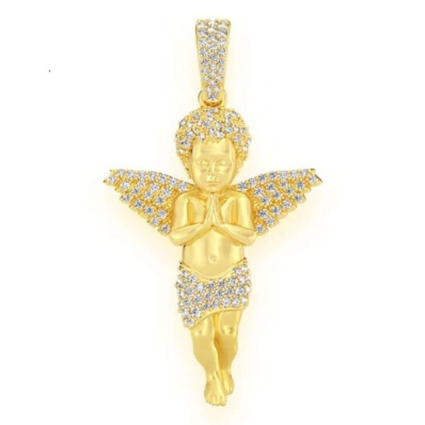 Подвеска с бриллиантом «Молящийся ангел», ювелирные изделия из чистого золота 14 карат с натуральными бриллиантами, новая коллекция, энергетический кулон, трендовая мода, ледяная прогулка