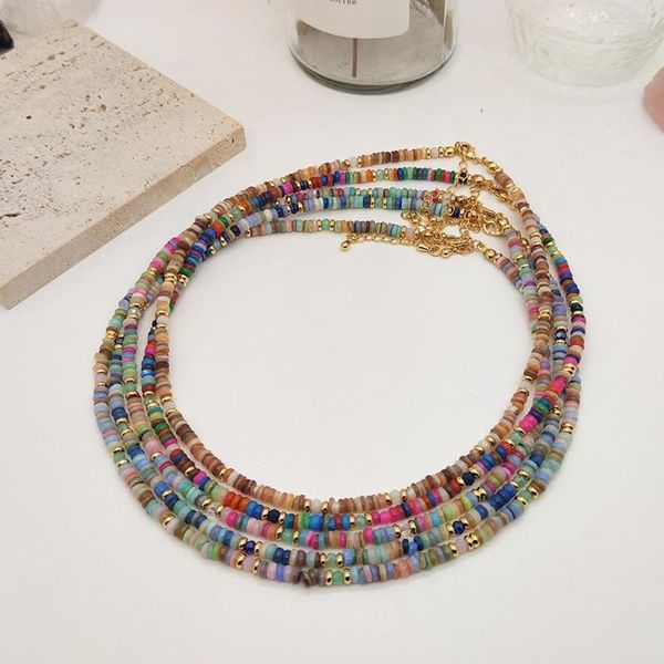 Gargantilha HERLOOK Boho Colorido Shell Disc Beads Colar Étnico Strand Colares Para Mulheres Presente Jóias Vintage