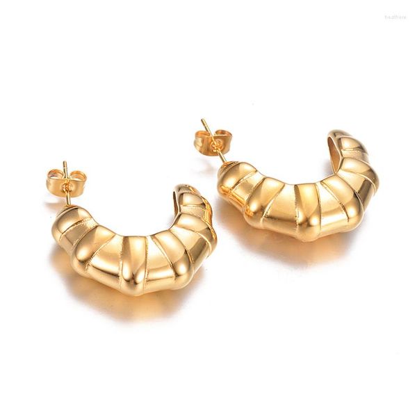 Brincos de argola ins joias de aço inoxidável da moda 18k banhados a ouro à prova d'água chifres croissant lua c formato pequeno para mulheres