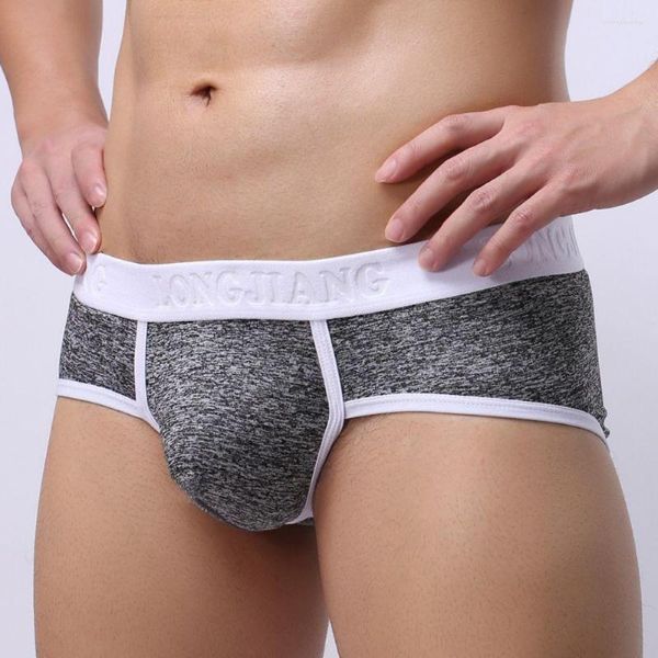 Cuecas masculinas de cintura baixa sexy triângulo calças briefs roupa interior grande bolsa u convexo tronco calcinha gay deslizamentos lingerie cueca calzoncillos