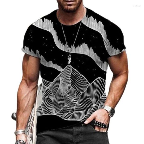 Camisetas masculinas 2023 temporada manga curta camiseta 3d listra impressa moda festa hip hop top