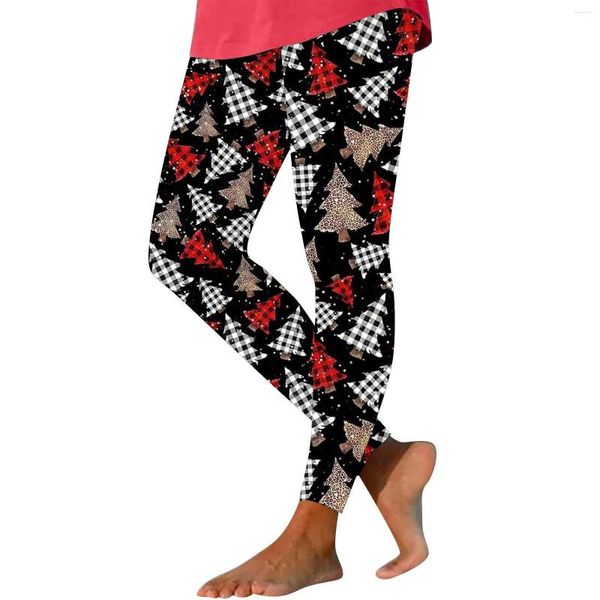 Leggings femininas Natal impresso cintura alta estiramento com pés para mulheres roupas fofas de inverno curto