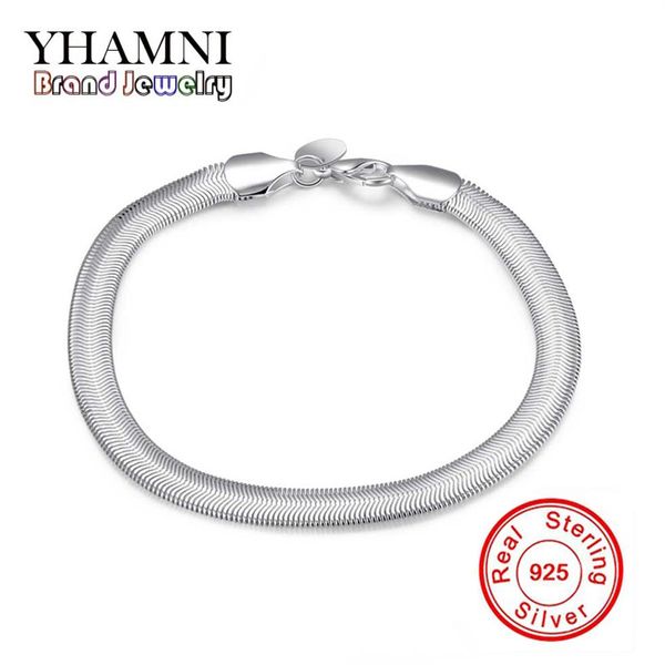 YHAMNI Gioielli originali al 100% S925 Timbro Bracciale in argento massiccio Nuovo braccialetto a catena in argento 925 alla moda per donne e uomini H164233d