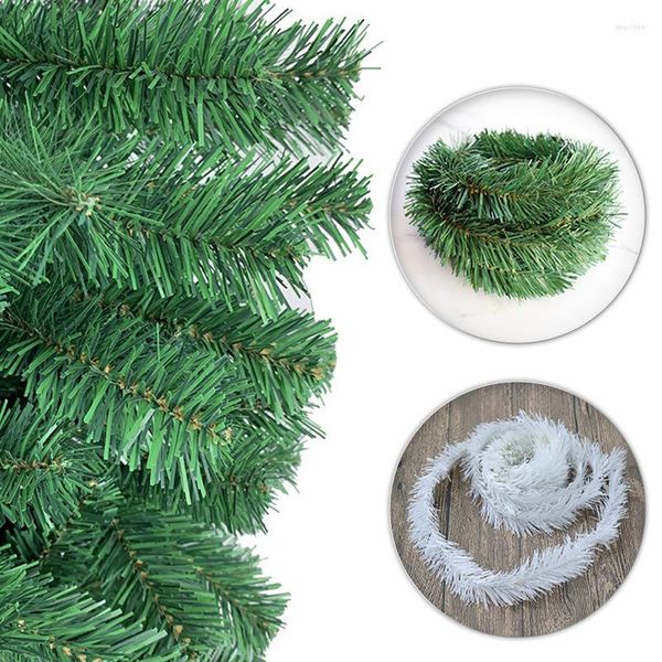 Dekorative Blumen, künstliche Rattan-Kiefernadeln, Strohstreifen, Band, künstliche Pflanze, Weihnachtsbaum, Kranz, Wand, Weihnachtsparty-Dekorationen