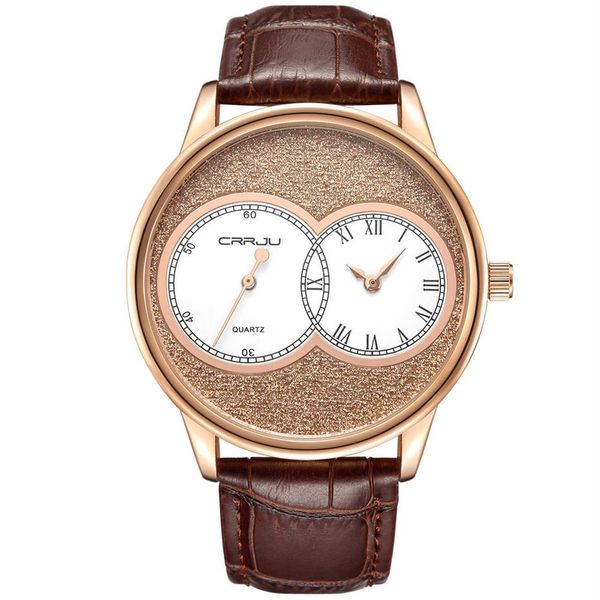 Relógio masculino original de marca de negócios, relógio de moda de luxo, design fino, militar, duas agulhas, relógio de pulso de quartzo, couro wate344u