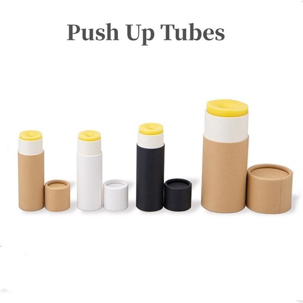 Confezione regalo 50 pezzi Tubi push up in carta Kraft Cartone biodegradabile Confezione cilindrica cosmetica Balsamo per labbra Deodorante Contenitore 230926