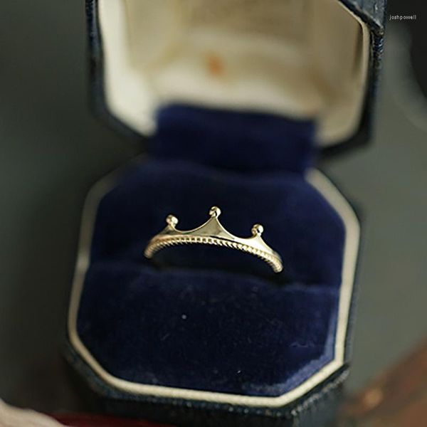 Anéis de casamento feminino coroa anel 18k cor ouro jóias tamanho redimensionável acessórios de cobre banda de noivado cocktail presente de aniversário