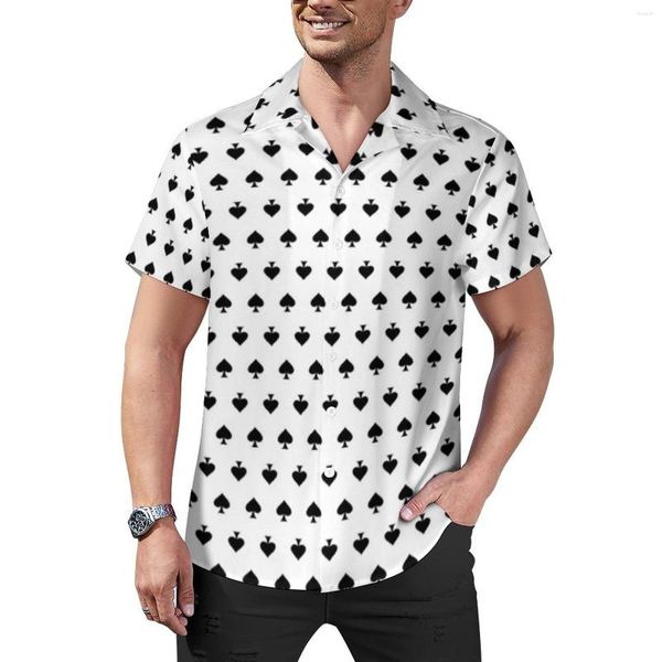 Camicie casual da uomo che giocano a poker Camicia ampia da uomo Beach Spades Card Suit Hawaii Camicie oversize divertenti a maniche corte personalizzate