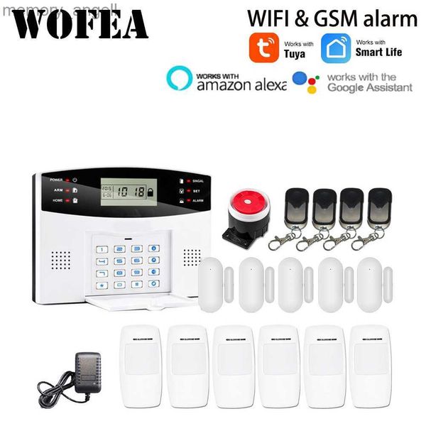 Systèmes d'alarme Wofea IOS Android Tuya Smart lifeAPP contrôle sans fil sécurité à domicile Wifi GSM système d'alarme interphone bidirectionnel avis SMS pour l'alimentation YQ230927