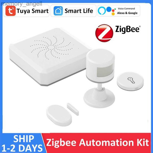 Alarmsysteme Tuya Zigbee Smart Home Office Apartment PIR Bewegungsmelder Tür Fenster Sensor Temperatur Luftfeuchtigkeit Sicherheitsalarmsystem Kit YQ230927