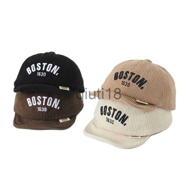 Top Caps Doitbest Sonbahar Çocuk Beyzbol Kapağı Erkek Kız Boston Mektupları Yumuşak Sebir Kış Bebek Çocuklar Snapback Snapback Şapka Güneş Kapağı 1 ila 4 yıl x0927