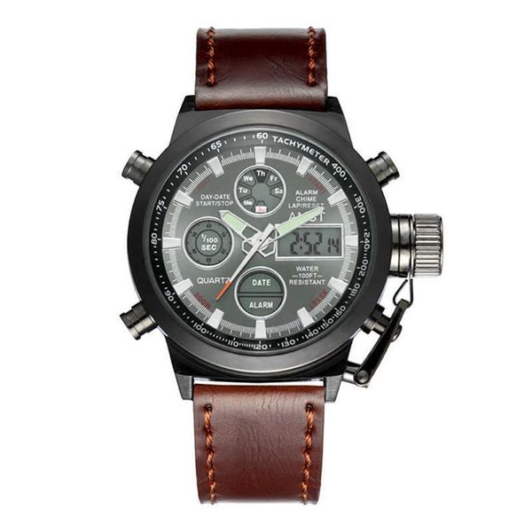AMST personalisierte personalisierte Leder-Minimalist-Sport-Armbanduhr, 50 Meter wasserdicht, AM3003256j
