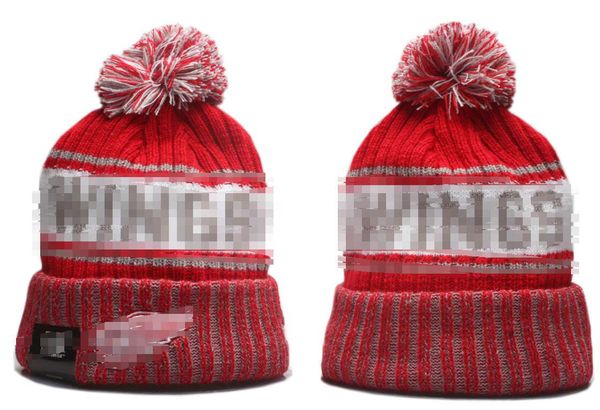 RED WINGS Beanie Beanies North American Hockey Ball Team Side Patch Winter Wolle Sport Strickmütze Skull Caps a3