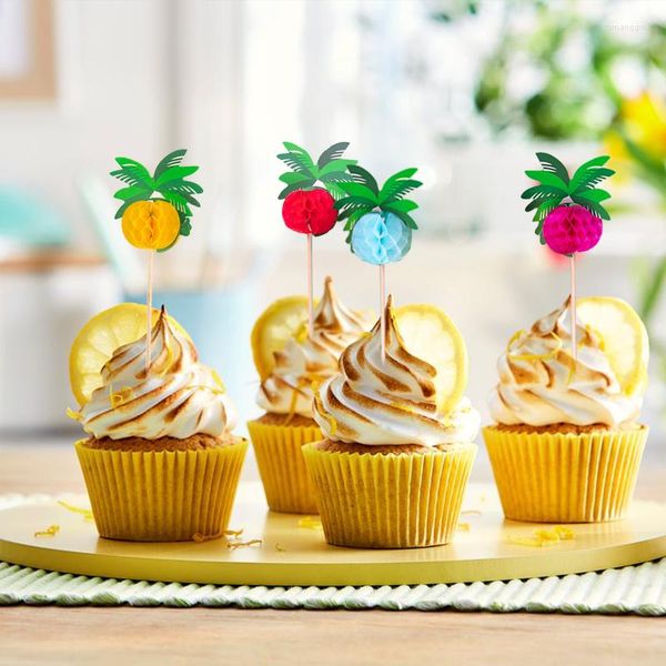 Ferramentas de bolo 50 peças decorações de frutas de coqueiro suprimentos de festa de aniversário topper decoração havaiana de verão