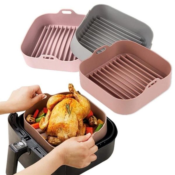 Tapetes Almofadas Multifuncional AirFryer Silicone Pote Air Fryers Forno Acessórios Pão Frito Frango Pizza Cesta Assadeira Bandeja FDA Dis2682