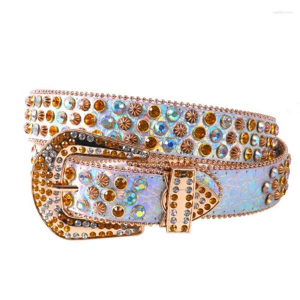 Cinture Strass occidentali per donna Uomo Moda Rivetti per unghie in cristallo Accessori Vita comoda Cinturoni con diamanti in pelle PU